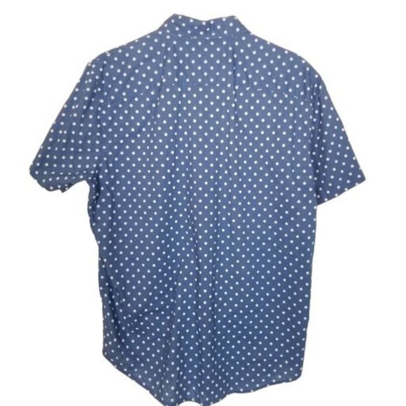 Abercrombie & Fitch Mens L Blue Polk Dots Short Sl - Picture 7 of 7